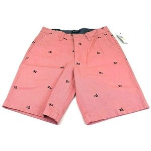 Nautica Men's Salmon Stretch Classic Fit Sailing Flags Deck Shorts Size 30 NWT